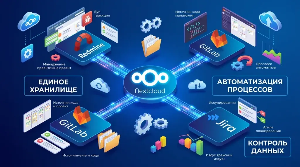 Интеграция NextCloud с Redmine, GitLab и Jira для управления проектами